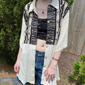 Vintage Caliché Collection Unisex Women’s 18W Button Up Western Tribal Shirt